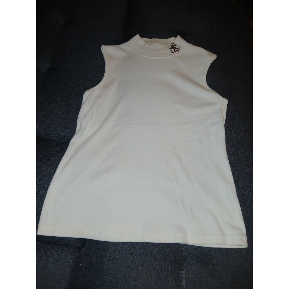 Christopher & Banks Womens L Christmas Top Skiing Reindeer Mock Neck Sleeveless